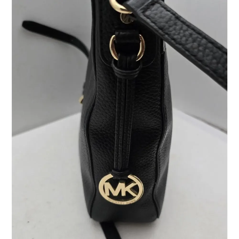 Michael Kors Jet Set Messenger Bag Black Leather Crossbody